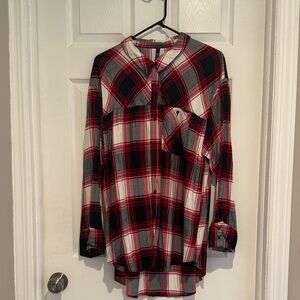 Zara Red and Black Checkered Women's Tunic Shirt